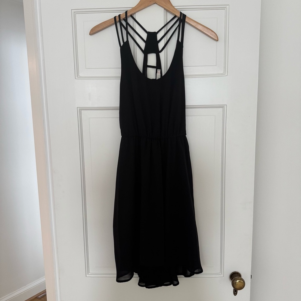 Lush Black Backless Strappy Dress XS